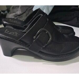 Born BOC Leather Mule Clogs Women's Size 10M Shoes Black Slip On Casual Comfort
